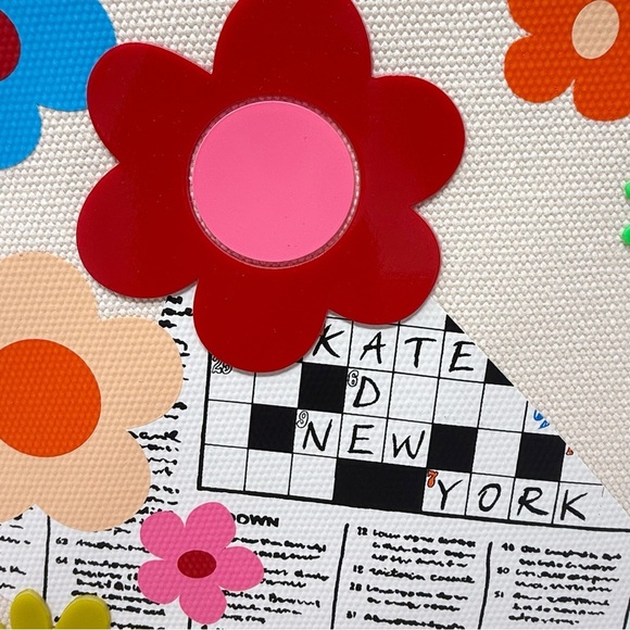 Kate Spade New York Fresh Picks Printed Medium Tote Bag Canvas Floral Logo - Picture 8 of 16